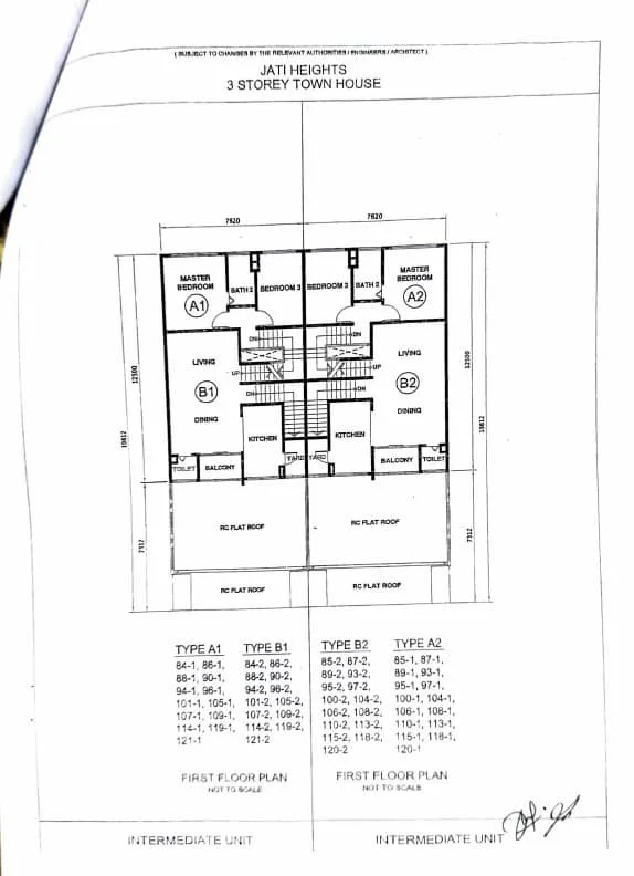 Pelan lantai tingkat 1 - Townhouse Desa Jati Nilai