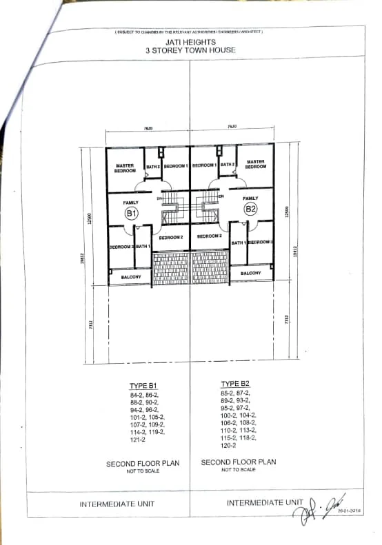 Pelan lantai tingkat 2 - Townhouse Desa Jati Nilai