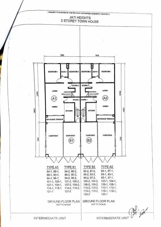 Pelan lantai tingkat bawah - Townhouse Desa Jati Nilai