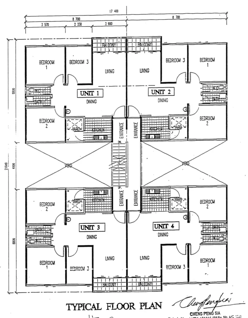 Pelan lantai tipikal apartment Gugusan Mawar Kota Damansara