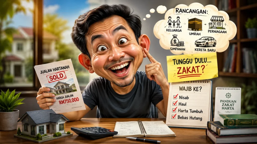 Lelaki gembira pegang dokumen jualan rumah RM750,000 sambil terfikir tentang kewajipan zakat harta